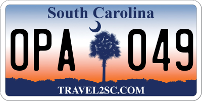 SC license plate OPA049