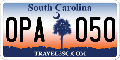 SC license plate OPA050