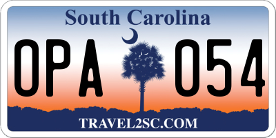 SC license plate OPA054