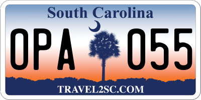 SC license plate OPA055