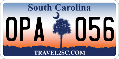 SC license plate OPA056