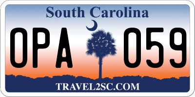 SC license plate OPA059