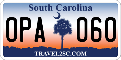 SC license plate OPA060