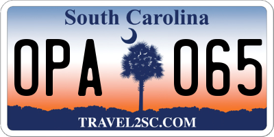 SC license plate OPA065