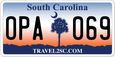 SC license plate OPA069
