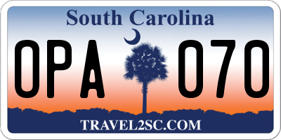 SC license plate OPA070