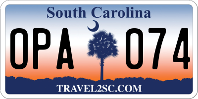 SC license plate OPA074