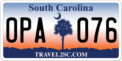 SC license plate OPA076