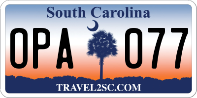 SC license plate OPA077