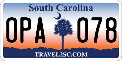 SC license plate OPA078