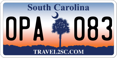 SC license plate OPA083