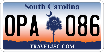 SC license plate OPA086