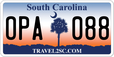 SC license plate OPA088