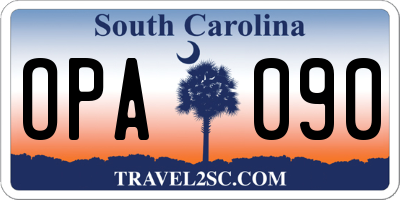 SC license plate OPA090