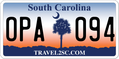 SC license plate OPA094