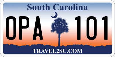 SC license plate OPA101