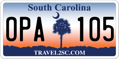 SC license plate OPA105