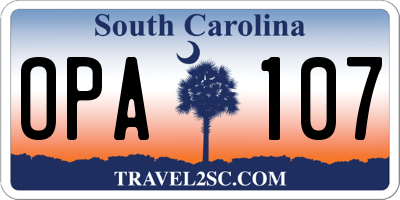 SC license plate OPA107
