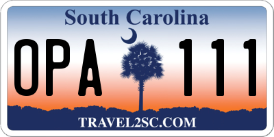 SC license plate OPA111