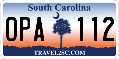 SC license plate OPA112