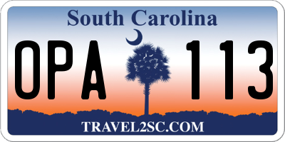 SC license plate OPA113