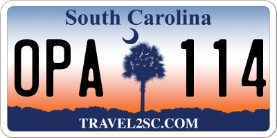 SC license plate OPA114