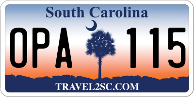 SC license plate OPA115