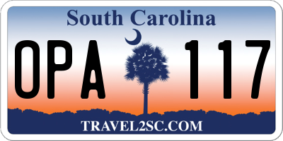 SC license plate OPA117