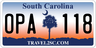 SC license plate OPA118