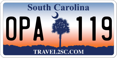 SC license plate OPA119
