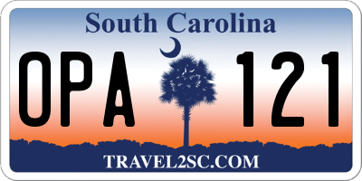 SC license plate OPA121