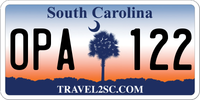 SC license plate OPA122