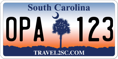SC license plate OPA123