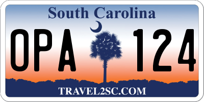 SC license plate OPA124
