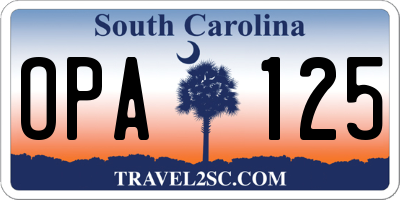 SC license plate OPA125