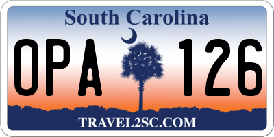 SC license plate OPA126
