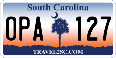 SC license plate OPA127