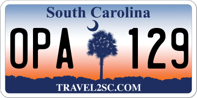 SC license plate OPA129