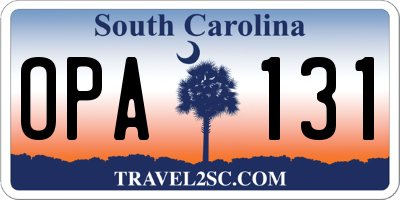 SC license plate OPA131