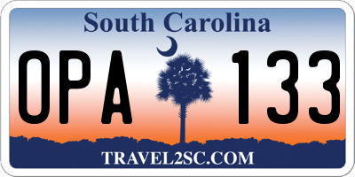 SC license plate OPA133