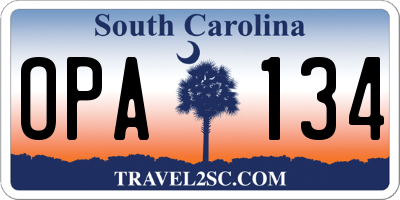 SC license plate OPA134