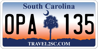 SC license plate OPA135