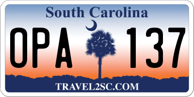 SC license plate OPA137