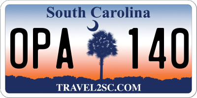 SC license plate OPA140