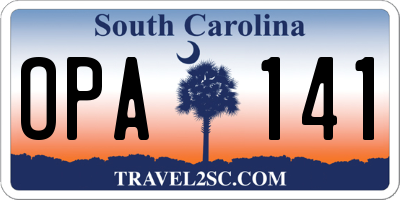 SC license plate OPA141
