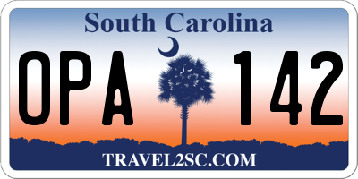SC license plate OPA142