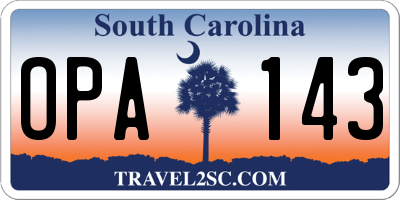 SC license plate OPA143