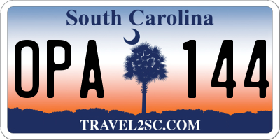 SC license plate OPA144