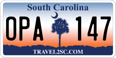 SC license plate OPA147