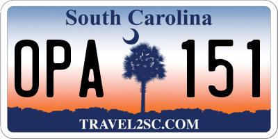 SC license plate OPA151